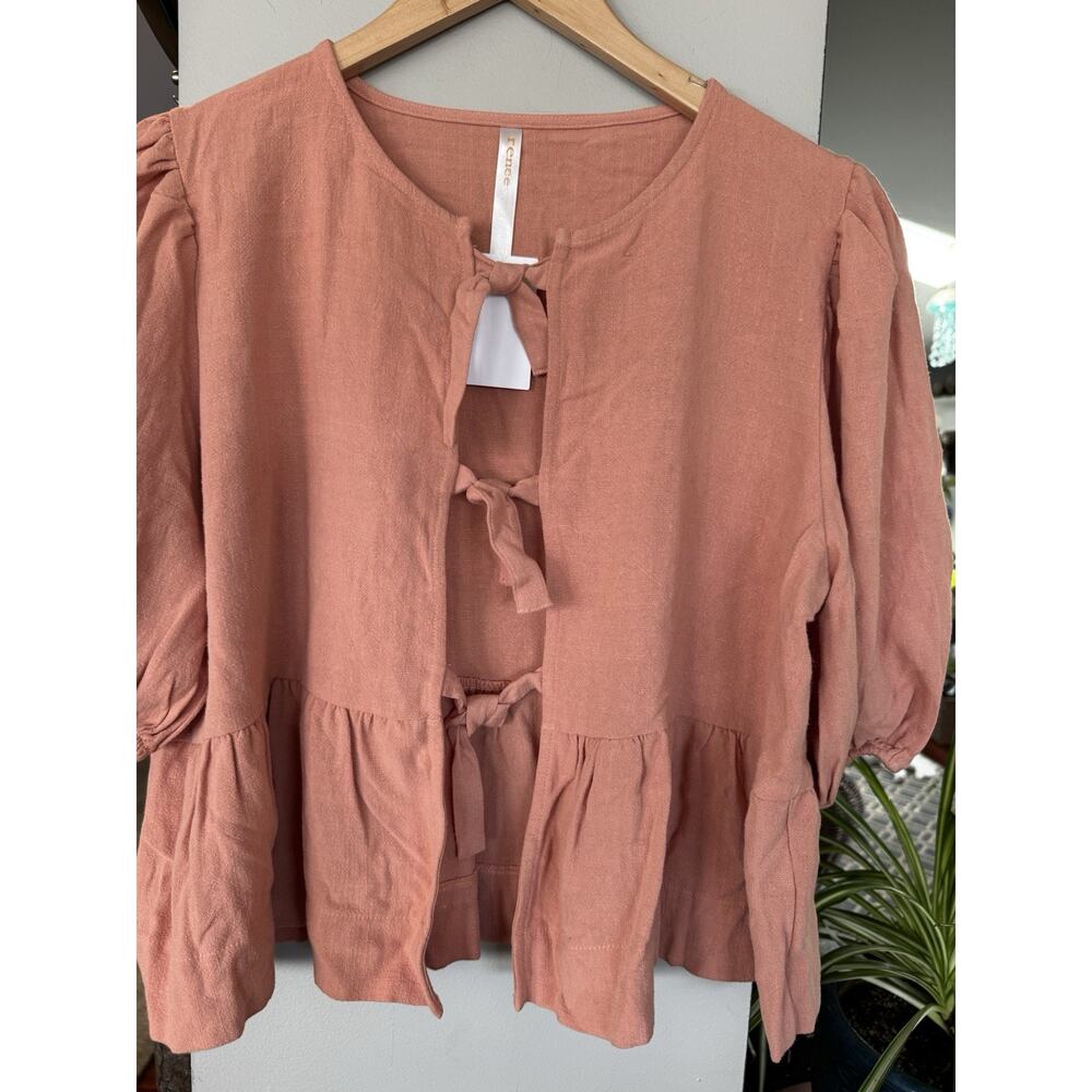 NWT Renee C Front Tie-knot Tiered Hem Sz Lg Coral Boho Feminine Trendy